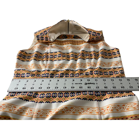 Daniel Cremieux Women's 4 Sleeveless Orange Blue Dress Patterned Polyester Blend - Picture 6 of 14